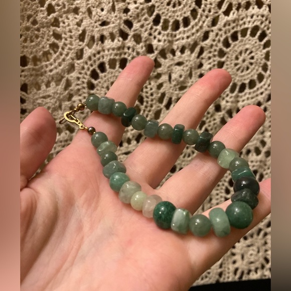 Green Variety Semi-Precious Stone Bracelet with Gold Clasp - Picture 5 of 8